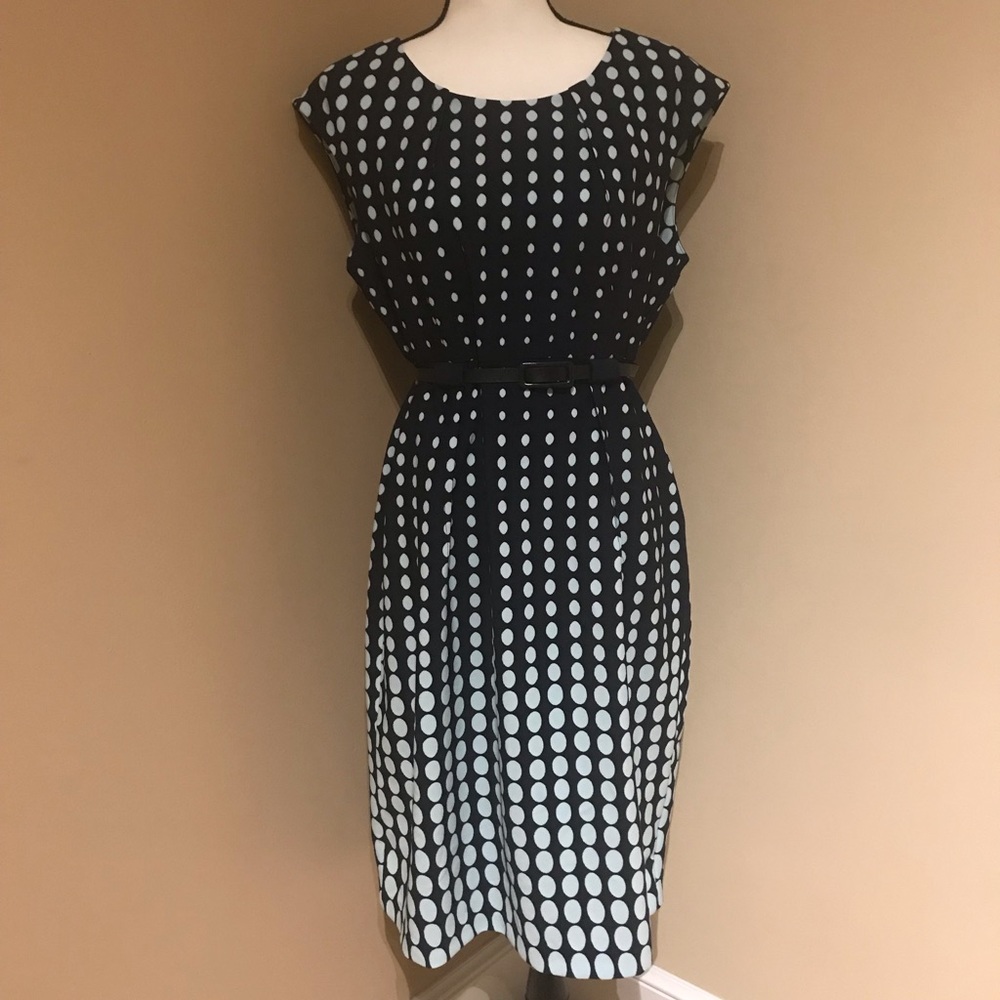 Connected Apparel Blue Polka Dot Dress